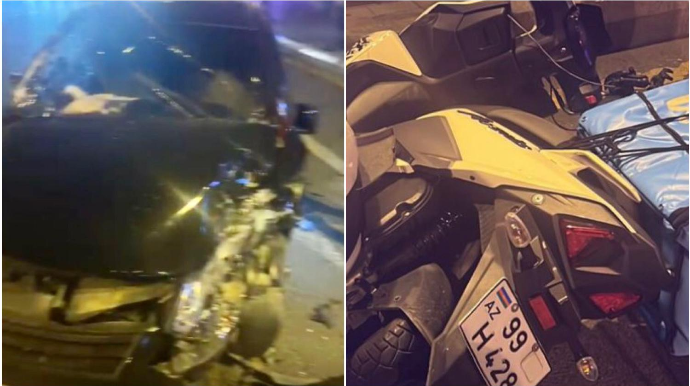 В Баку задержан пьяный водитель, устроивший ночью цепную аварию - ФОТО 