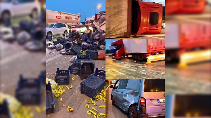 Zəncirvari qəza:  Aşan “TIR” magistral yolu sıradan çıxartdı, avtomobillərin hərəkəti məhdudlaşdı  - VİDEO