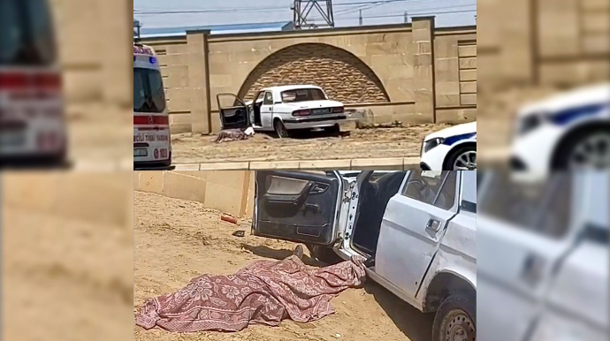 Qaradağda ağır qəza : Ürəyi tutan sürücü avtomobili daş hasara çırpdı  - VİDEO