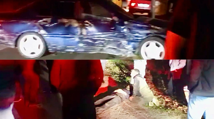 Yevlaxda “Mercedes”lə “VAZ” toqquşdu, bir nəfər xəsarət aldı - VİDEO