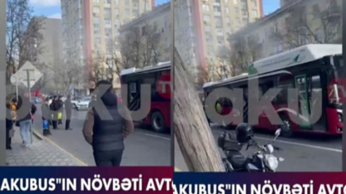 "BakuBus"un avtobusu yolun ortasında yandı - AÇIQLAMA - VİDEO 