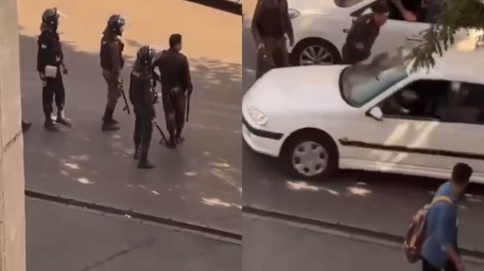 Tehranda polislər yoldan keçən maşınları dəmir dəyənəklərlə əzirlər - VİDEO 