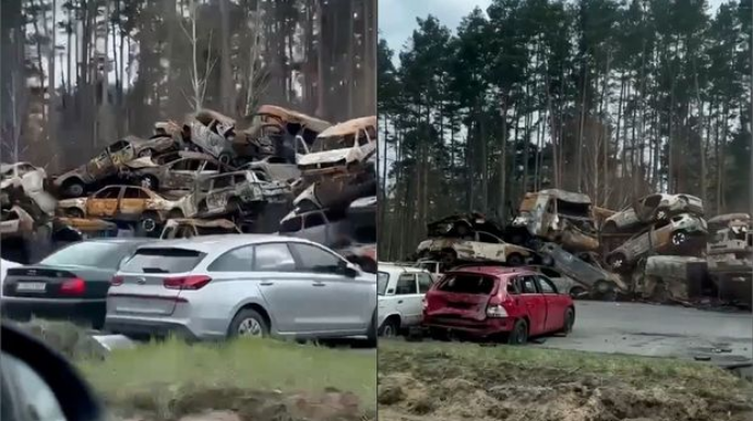 Ukraynada avtomobil qəbiristanlığından qorxunc mənzərə - FOTO - VİDEO