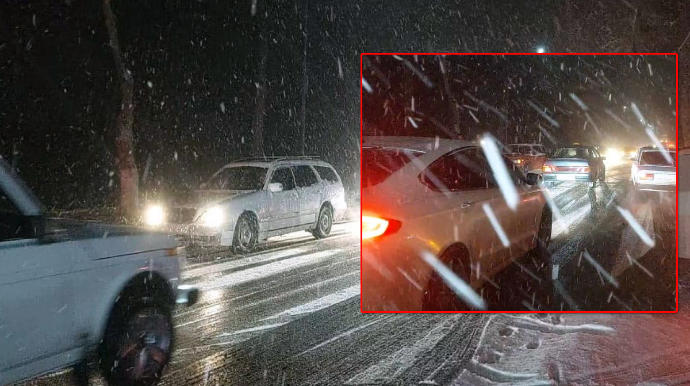 Qeyri-hava şəraiti Göygöl-Toğanalı-Kəlbəcər yolunda çətinlik yaradıb – Yol polisi tədbirlər görür - FOTO 