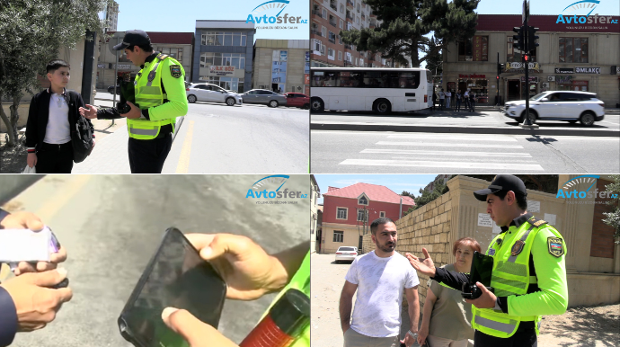 Abşeronda işıqforun qırmızı işığında keçən piyadalar CƏRİMƏLƏNDİ - VİDEO 