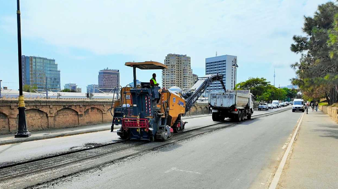 Xətai prospektində təmir işləri aparılır - FOTO - VİDEO