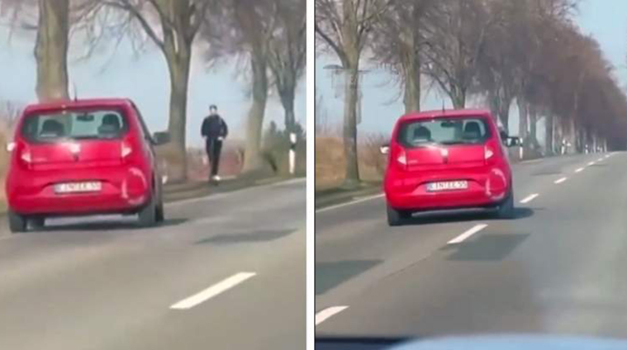 Qadın sürücü “Nissan”ı səkiyə çıxarıb skuteri vurdu - VİDEO