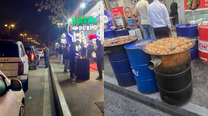 Əhmədlidə “Halal Dürüm” həm səkiyə, həm avtobus zolağına “əl qoyub”    - VİDEO