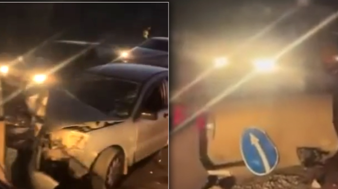 Bakı-Quba yolunda ağır QƏZA  - Maşın dəmir arakəsməyə ÇIRPILDI - VİDEO 