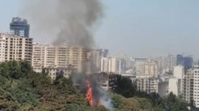 Bakının mərkəzində ağaclıq ərazidə baş verən yanğın söndürülüb - YENİLƏNİB - FOTO