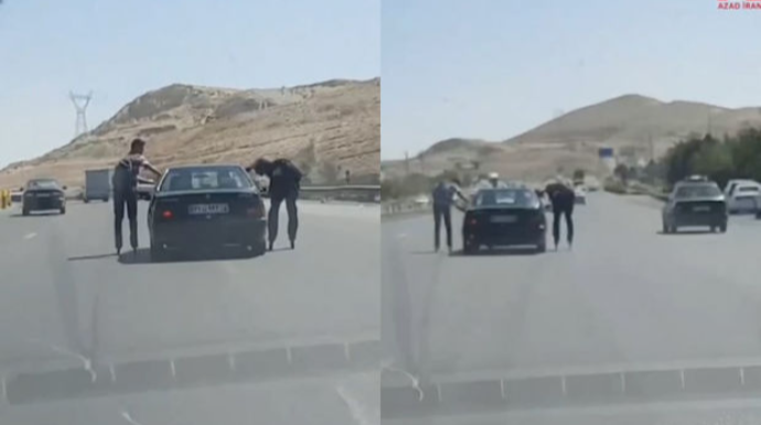 Təbrizdə konkisürən gənclərin təhlükəli fəndləri - VİDEO 