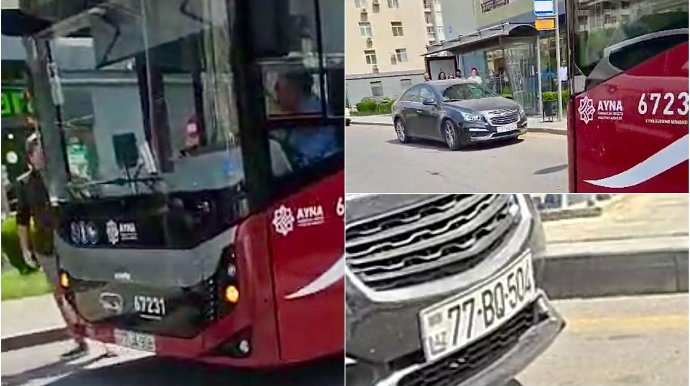 Maşını əks yolda park edən sürücü avtobusun yolunu kəsib dava da etdi   - VİDEO