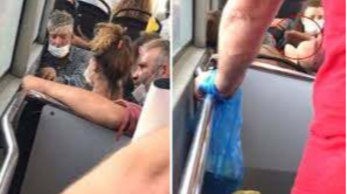 Kişi avtobusda qadına şillə vurdu; hamı tamaşaçı qaldı - VİDEO