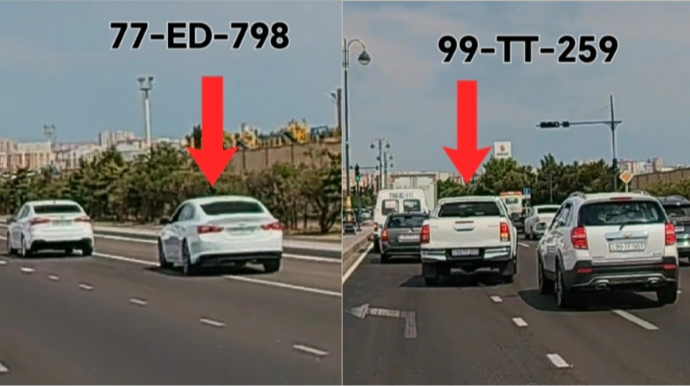 В Баку водители нарушили правила маневрирования и попали на камеру - ВИДЕО