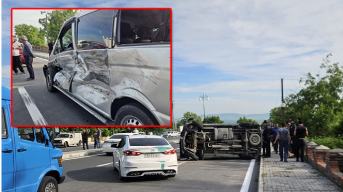 Şəkidə ağır yol qəzasında 7 nəfər xəsarət aldı – ADLAR – VİDEO