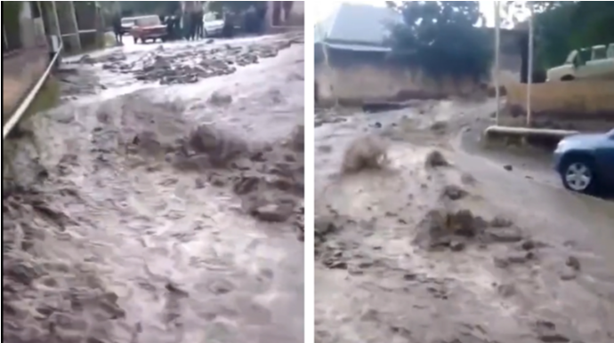 Göygöldən sel keçib, yol infrastrukturuna ciddi ziyan dəyib - VİDEO