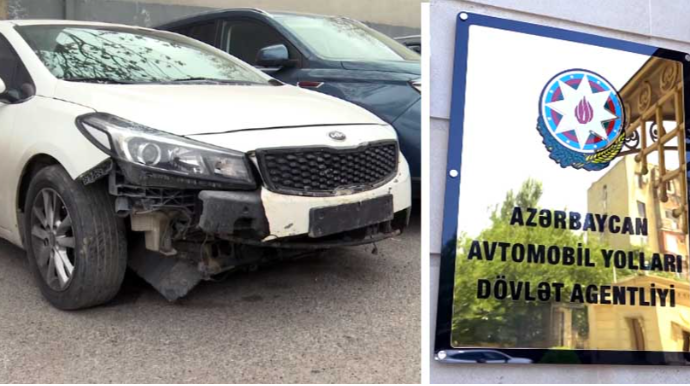 Təmirə bağlanan yolda qəza; sürücü avtomobili betona çırpdı - VİDEO 