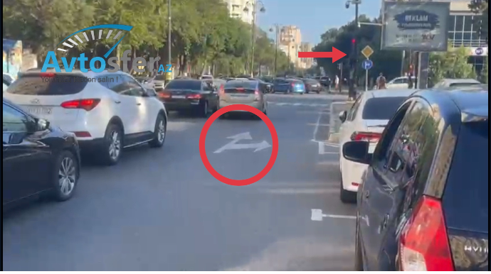 Nişanla svetofor arasındakı ziddiyyət sürücüləri çətin vəziyyətə salıb - VİDEO