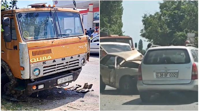 Yuxulu sürücü zəncirvari qəza törətdi: “KamAZ” və “Opel”i vurdu    - VİDEO