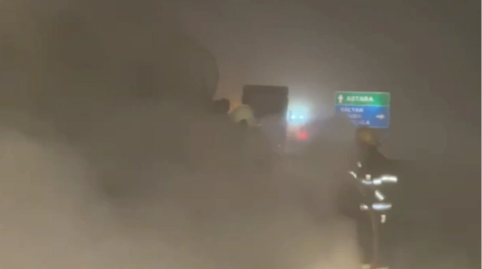 Ələt-Astara yolunda yük maşını yandı - VİDEO 