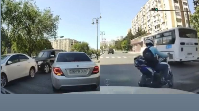 İki maşının toqquşmasına səbəb olan sürücü aradan belə çıxdı  - VİDEO