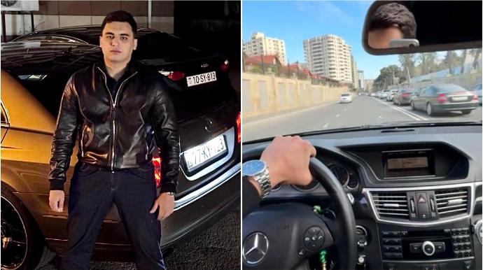 Bir əlində telefon maşınların üzərinə “protiv” gedən sürücü - 77-KY-123   - VİDEO