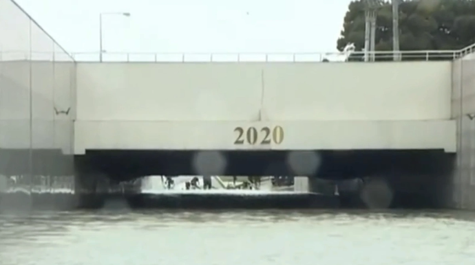 Sabunçu tunelini yenidən su basdı - VİDEO