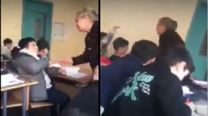 Şagirdləri döyən müəllim DANIŞDI  - VİDEO