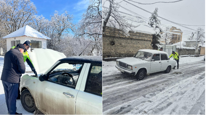 Rayonlarda vətəndaşlara kömək məqsədilə polis postları qurulub - DİN-dən AÇIQLAMA - FOTOSESSİYA 