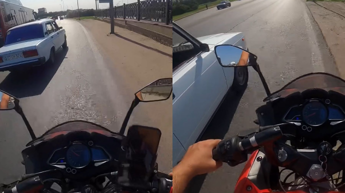 Güzgüyə baxmayıb qəza şəraiti yaratdı, sonra özünə haqq qazandırdı: "Get qanunu öyrən" - VİDEO