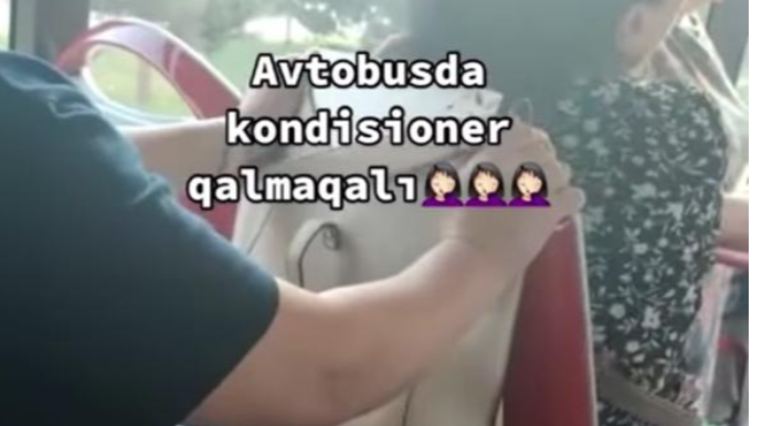 "BakuBus"un avtobusunda kondisioner qalmaqalı; sərnişin etiraz etdi   - VİDEO