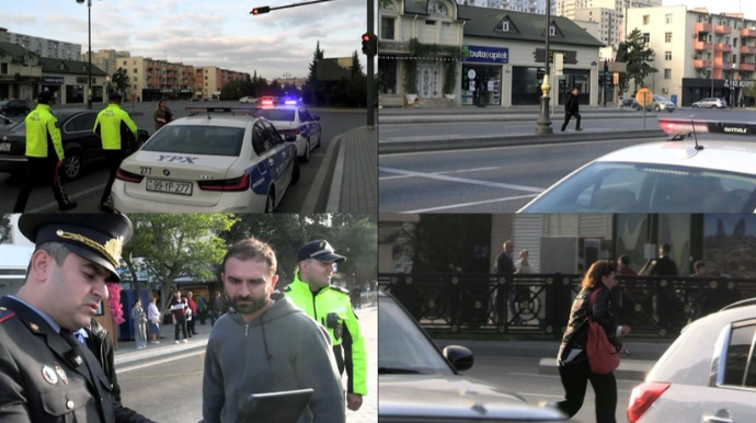 Дорожная полиция провела в Баку просветительское мероприятие для пешеходов - ВИДЕО