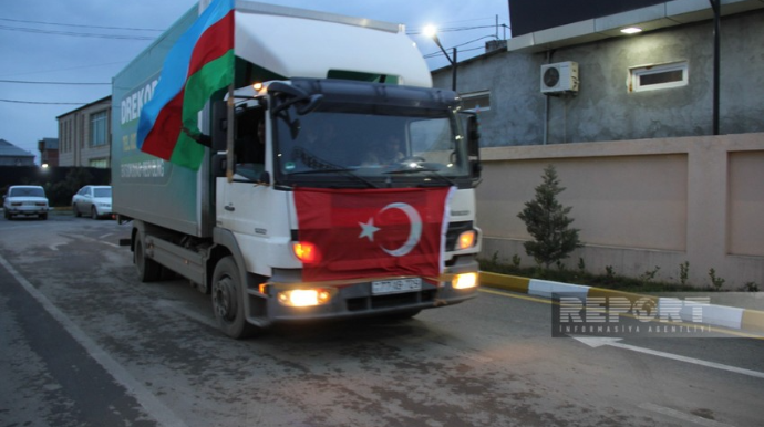 Cəlilabaddan Türkiyə üçün 16 yük maşını ilə yardım göndərilib