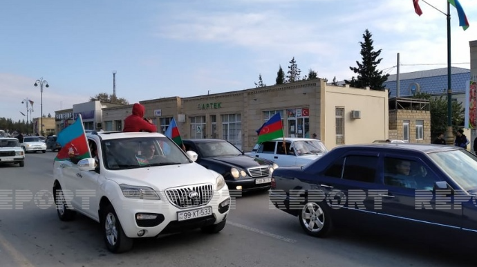 Kürdəmir sakinləri qələbəni coşqu ilə qarşılayıb