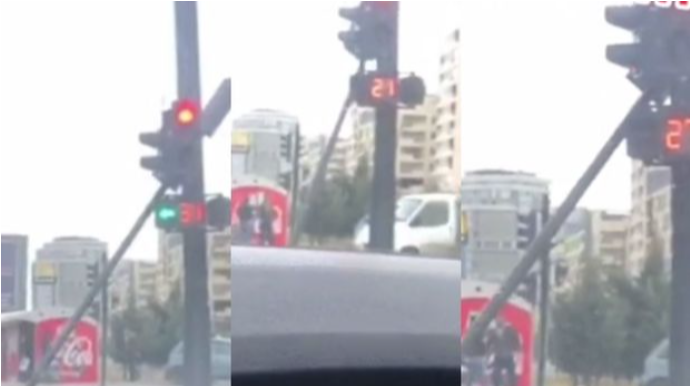 Sumqayıtda yellənən işıqforun fəaliyyəti bərpa edilib  - VİDEO - YENİLƏNİB