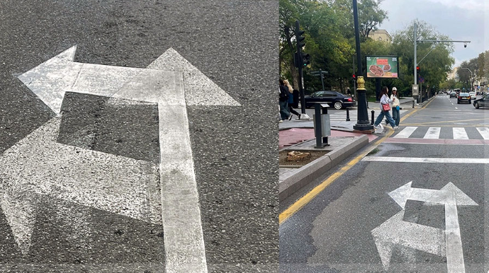 Bakıda yol nişanı çaşqınlıq yaratdı – FOTO 