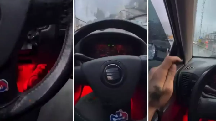 Maşınının qaz kabeli qopan sürücünün tapdığı alternativ üsul yoldakıları heyrətləndirdi - VİDEO 