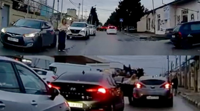 Maşını yolda iki dəfə saxlayan qadın sürücü yolu iflic etdi    - VİDEO