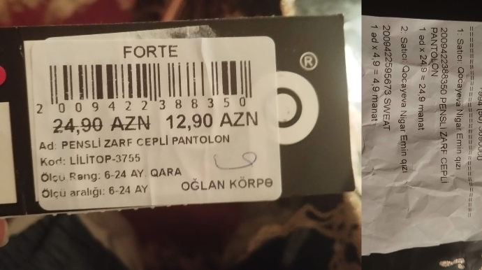 Gəncədə “Forte Kids” uşaq geyimləri mağazası mütşrəsini görün necə aldadıb - FOTO