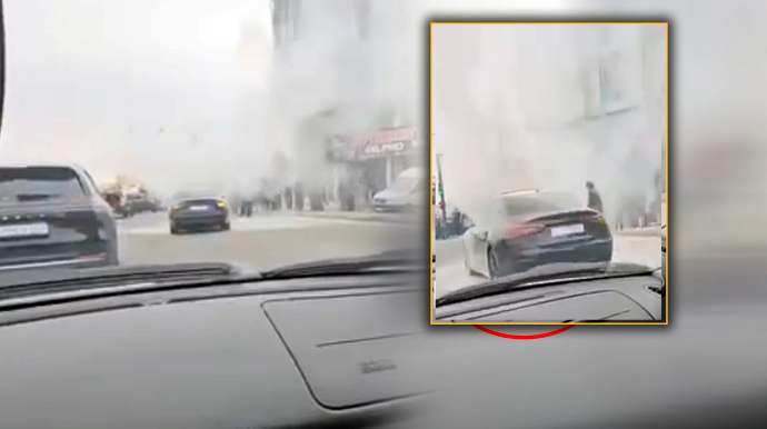 Xətaidə "Maserati" yandı - Mühərrik qəfil alovlanıb - VİDEO 