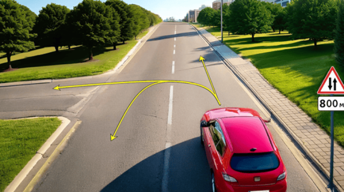 Sürücü hansı istiqamətlər üzrə hərəkət edə bilər? - DOĞRU CAVAB