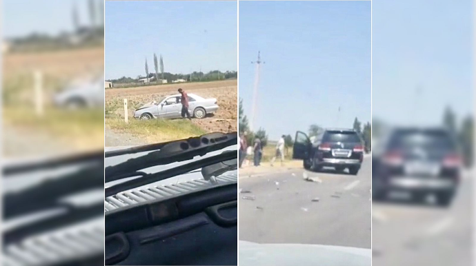 “Lexus”la toqquşan “Mercedes” dərəyə düşdü  - VİDEO