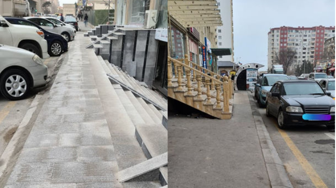 Xırdalanda zəbt edilən səkilər: “Ayaq qoymağa yer qalmayıb” - FOTO