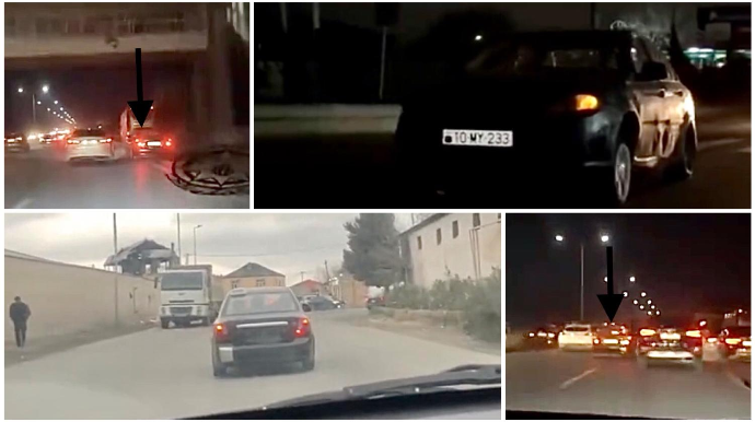 Kefi istəyəndə nömrəsiz sürüb zolaqdan-zolağa keçən sürücü - 10-MY-233   - VİDEO