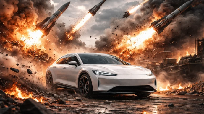 İsrailin atdığı reaketdən salamat çıxan Çin maşını GÜNDƏM OLDU 