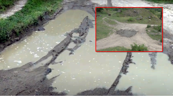 Sakinlərin yol problemi;  maşın kəndə girə bilmir - VİDEO 