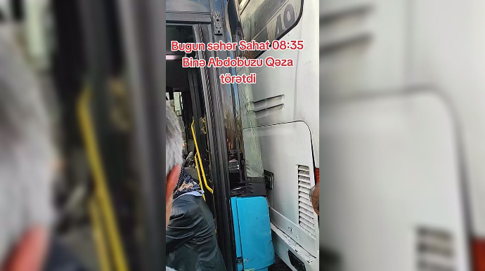 Paytaxtda sərnişin dolu avtobuslar toqquşdu  - VİDEO