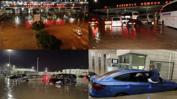 Türkiyə-Bolqarıstan sərhədi yağış suları altında qaldı: Gediş-gəliş dayandırıldı - VİDEO 