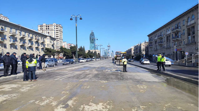 Heydər Əliyev prospektində nəqliyyatın hərəkəti bərpa olunub - FOTO 