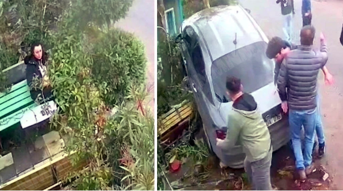 Skamyada əyləşən qadını MAŞIN VURDU: Sürücü yeniyetmə imiş - VİDEO